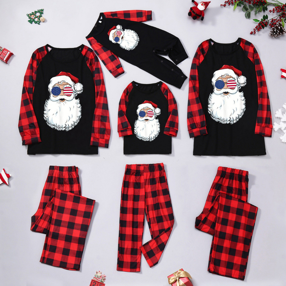 Santa Head Print Parent-child Pajamas Set