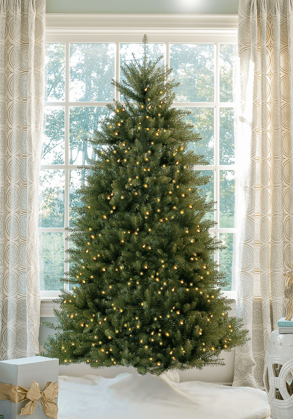 9' Yorkshire Fir Artificial Christmas Tree with 850 Warm White LED Lights