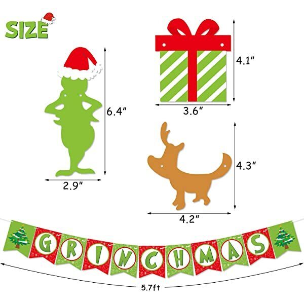 merry grinchmas banner grinch theme Christmas banner for Christmas decorations holiday party supplies xmas mantel decor