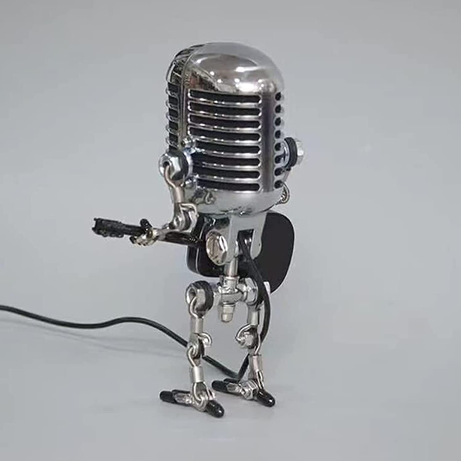 Vintage Metal Microphone Robot Desk Lamp 🎸