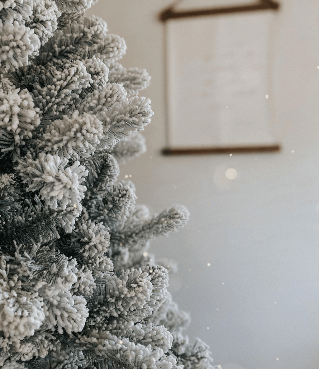12' King Flock® Slim Quick-Shape Artificial Christmas Tree Unlit