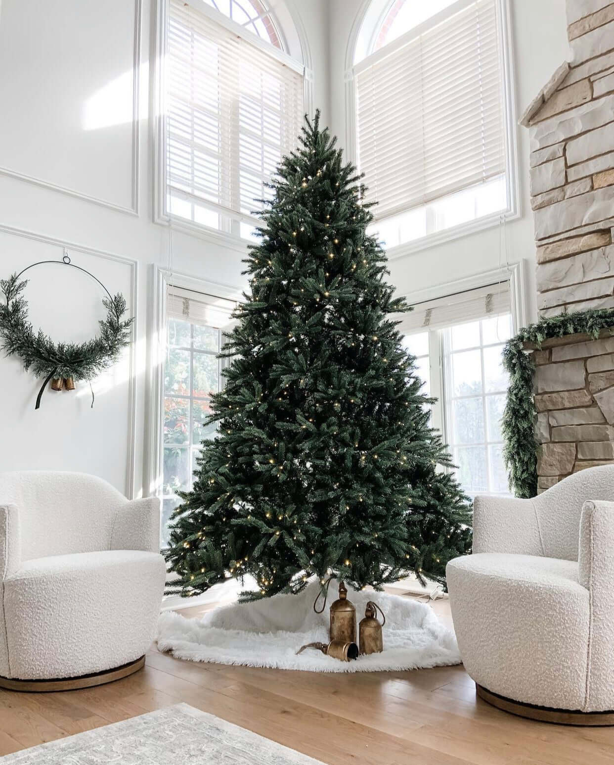 10' King Fraser Fir Quick-Shape Artificial Christmas Tree with 1600 Warm White & Multi-Color LED Lights