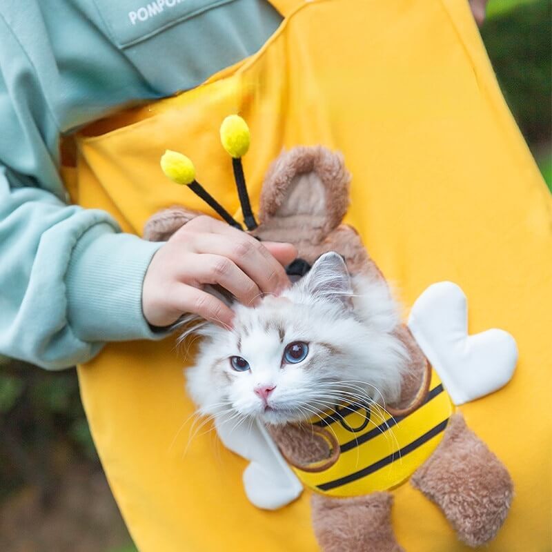 🐝🐰2023 Pet Canvas Bag Bee-shaped Travel Handbag for Small Cat