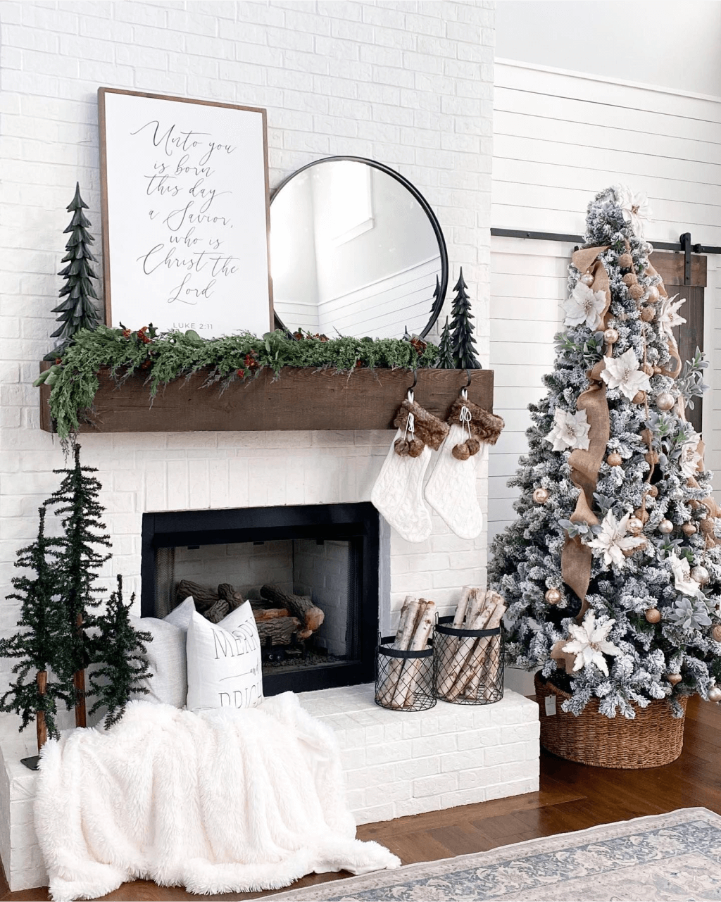 7' Prince Flock® Artificial Christmas Tree with 400 Warm White LED Lights