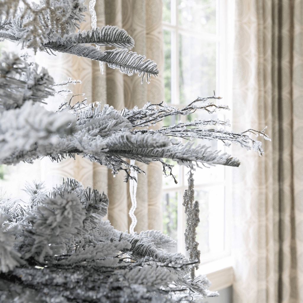 8' King Noble Flock Artificial Christmas Tree Unlit