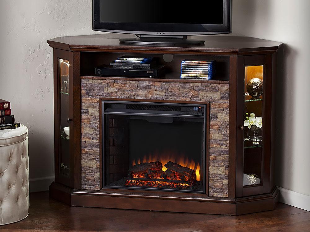 Wall/Corner Electric Fireplace TV Stand in Espresso Winter Clearance Sale