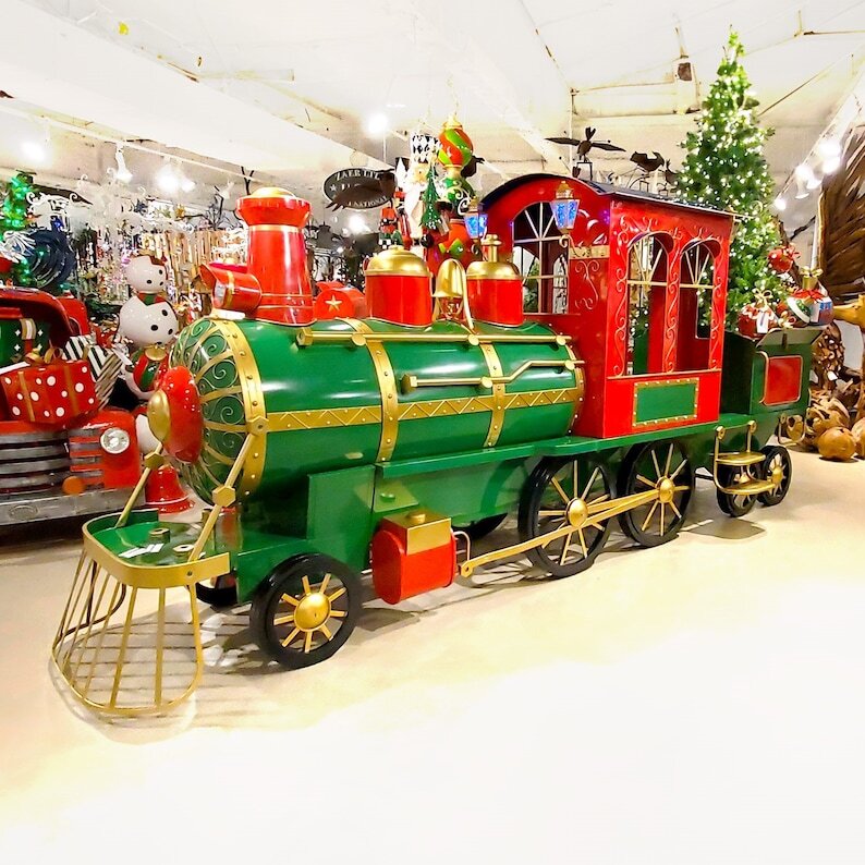 Large Metal Christmas Train Commercial Decoration