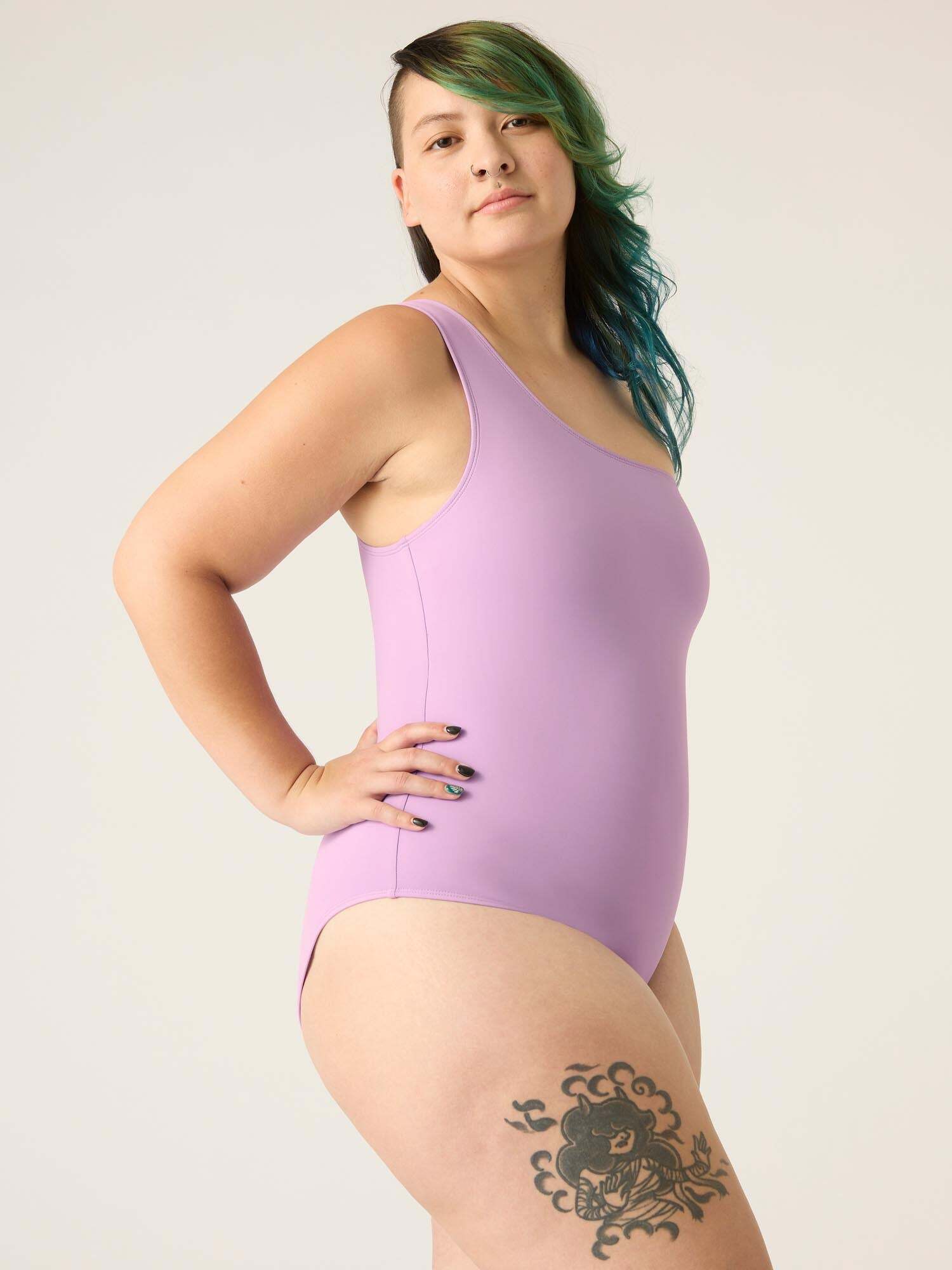Swimwear One-Shoulder One-Piece Light-Moderate - Lavender