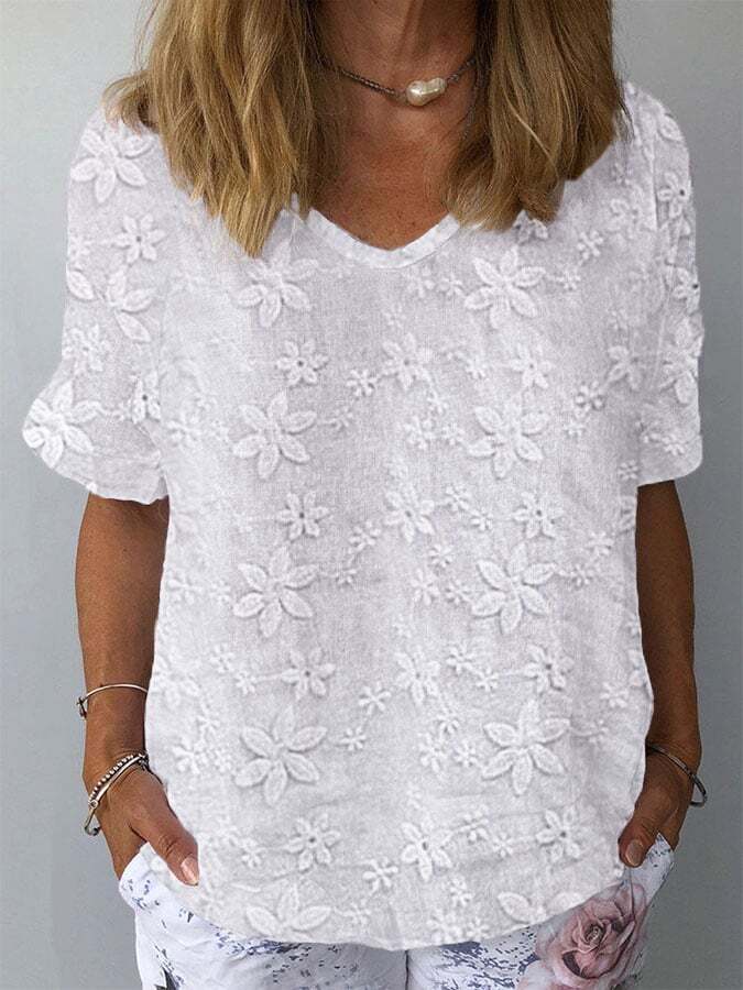 Women's Casual Lace V-Neck Top